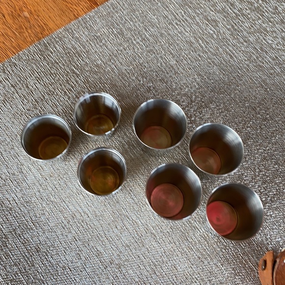 Dining Vintage Metal Shot Glasses In Leather Rupp Case Poshmark